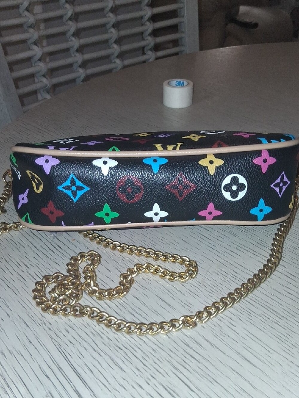 Black Multicolor Monogram Mini Bag with Gold Chain. Last Markdown. Firm Price - Picture 7 of 15